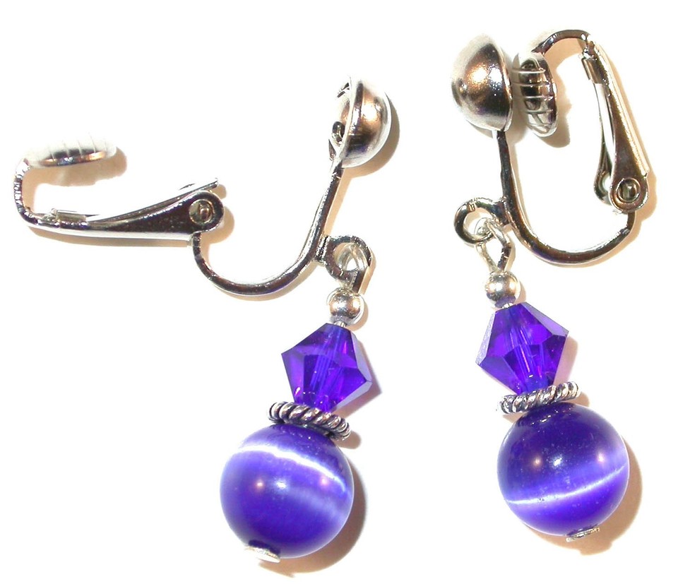 Royal COBALT BLUE Crystal Cat's Eye Earrings Sterling Silver Swarovski ...