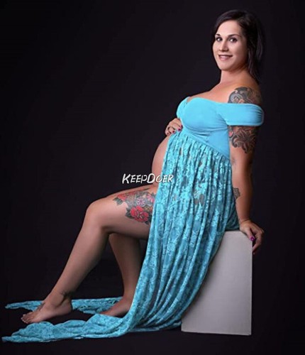 Pregnant Women Dress Float Tail Maternity Lace Gown For Photography Photo Shoot - Picture 9 of 34