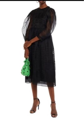 Simone Rocha Silk Black Sheer Long Dress with Tag, Size 6,