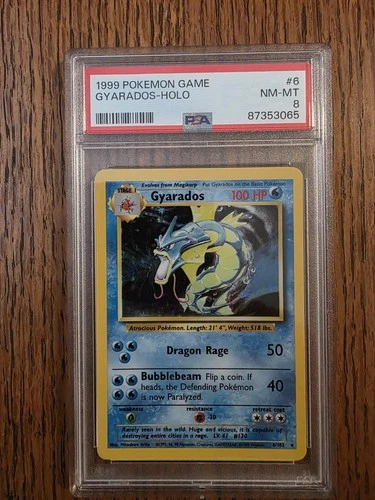 Pokémon TCG Gyarados Base Set Holo Rare PSA 8 #6 100HP Mitsuhiro Arita 1999