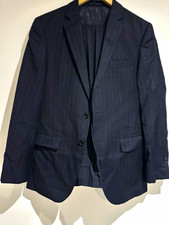 Hawes & Curtis Navy Wool Pinstripe Slim Fit 2 Piece Suit 48R W34