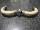 Vintage Turquoise Hinged Bangle Bracelet – Boho Statement Silver Tone India — photo 6