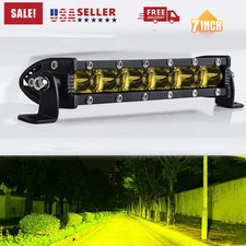 7 Amber Led Light Bar 7 Inch Work Spot Flood Pods Offroad Driving Fog Lamp 8