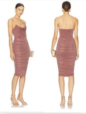NWT $218 Michael Costello x REVOLVE SZ XXS India Midi Dress in Lurex Blush