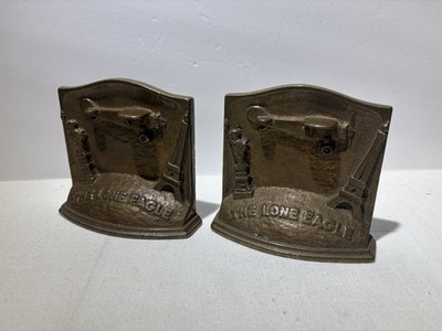 Scare Charles Lindbergh  The Lone Eagle  Bronze Bookends - Rarely Seen Pair 