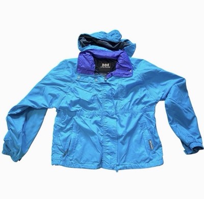 Helly Hansen Vancouver Tech Waterproof Snap Button Rain Jacket Blue Mens Medium
