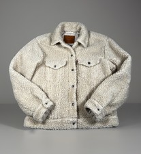 Levi's Premium All Sherpa Trucker Jacket Women Small 0003 Creme Beige