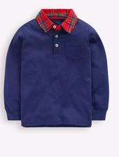 Mini Boden Boys Long Sleeve Polo Shirt Blue Size 3-4 Years