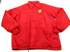 VTG Funks Hybrid Bomber Jacket Mens Large Red Snap Swingster Fleece Lined Logo