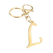 Gold Initial Letter Keychain Stainless Steel A-Z Alphabet Keychains Letter L 