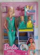 New 2010 Barbie Doll You Can Be Anything Baby Doctor  2 Patients Playset