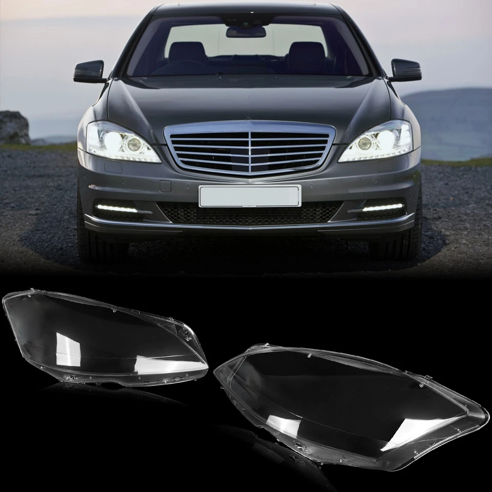 Pair Front Headlight Lens Clear Cover For Mercedes-Benz W221 S550 S400 2010-2013 Foto 2 de 4