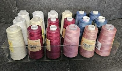 18 Maxi Lock Serger Thread Spools In a 2 Piece Clear Plastic Container