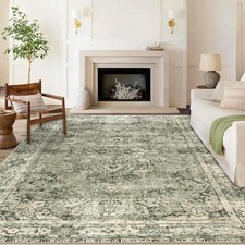 Cekene Large Green Rug 200x290cm Non Slip Washable Area Rug