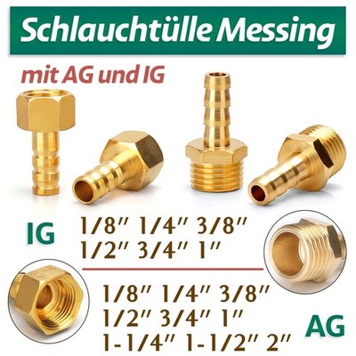 Schlauchtülle Messing Innen und Außengewinde Schlauchanschlüsse Schlauchnippel