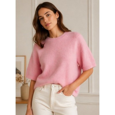 & Other Stories Alpaca Wool Sweater Pink Light Short Sleeve Knit NWT Size Small