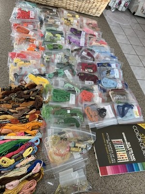 Huge DMC EMBROIDERY FLOSS 300 + Skeins Assorted Colors, Stitchers Color Guide