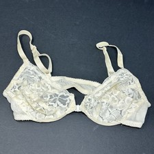 Vintage Wacoal Size 34 C White Lace sheer Lingerie Bra unlined wire