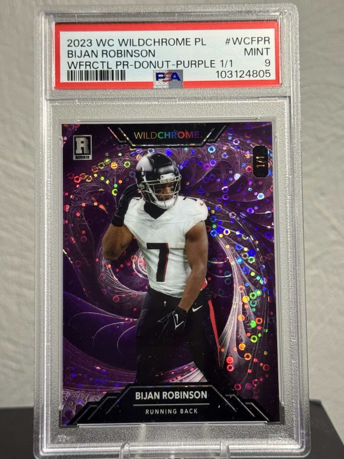 Bijan Robinson Wild Card Wildchrome Pro-Look Wildfractal Promo #WCFPR Donut Circles Foil-Purple 1/1