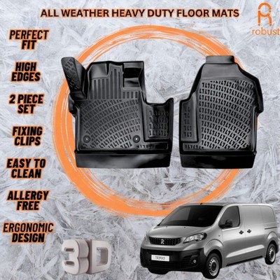3D Molded Car Floor Mats Liners For Peugeot Expert 2016-2023 All Season Rugs