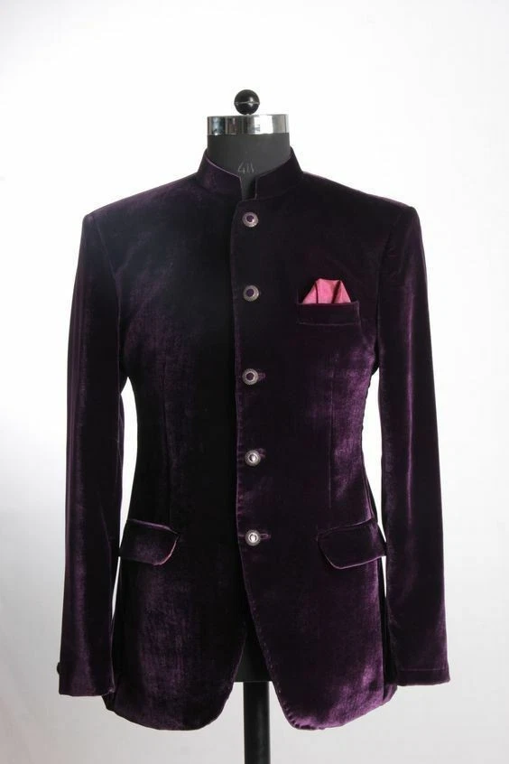 Men's Designer Purple Jodhpur Bandh gala Wedding Party Wear Blazer
