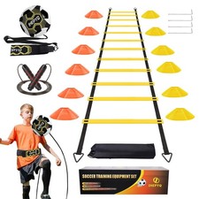 Soccer Agility Training Equipment Set, 12 Rung 20Ft Agility Ladder, 12 Disc C...