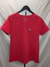 FIGS Women's Size S Red Catarina Scrub Top V-Neck One-Pocket Medical