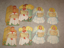 Lot of 12 Vintage Christmas Children's Choir Diecut Art Prints New Old Stock