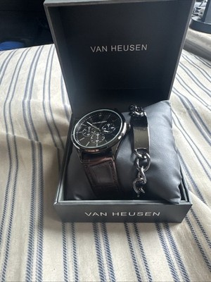 Van Heusen Men’s Watch & Bracelet Set Brown Leather Van Heusen Men main image 2