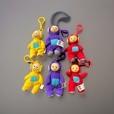 LOT of 6 VTG Burger King Kids Club Teletubbies Plush Clip-on Finger Puppets 1999