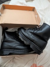 Image of Dr. Martens 1460 Mono Smooth Leather, 8 Eyelet Lace-Up, Black, UK Size 8 Unisex
