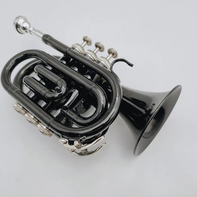 New Arrival MINI Trumpet B Flat Black Nickel Plated Brass Instrument With Case