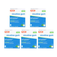 Rugby Nicotine Gum 2mg Mint Uncoated 550 Pieces 5 Boxes Stop Smoking Aid