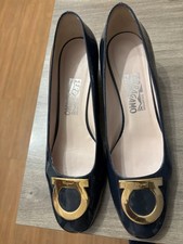 Vintage Salvatore Ferragamo Navy Patent Leather Ballet Flats Women's 9.5