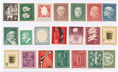 1954/55 FEDERAL GERMANY LOT 21 NEW MLH STAMPS LINGED F/4482