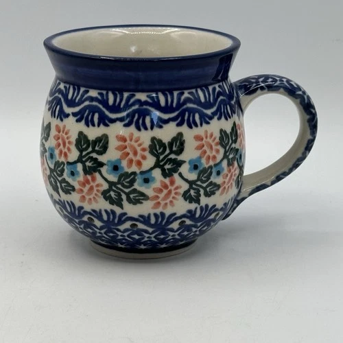 Polish Pottery Unikat Large Bubble Mug  Cup Flower Boleslawiec H. Kedzierska 814