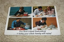 VINTAGE "TRI-CHEM LIQUID EMBROIDERY" ADVERTISING COLOR PHOTO POSTCARD ~ UNUSED