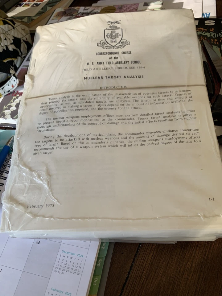US Army Dept of Army Field Artillery Schl. subcourse 479–4 nuclear target analy - Image 2 of 4