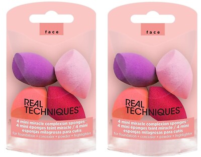 Real Techniques Mini Miracle Complexion Sponge Makeup Blender,Beauty Lot of 2