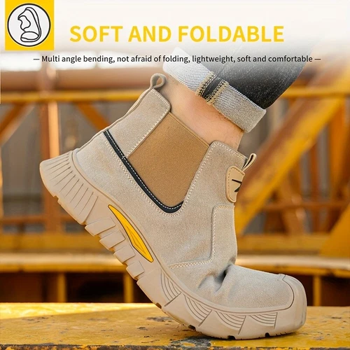 Herren Stahlkappe Arbeit Sicherheitsstiefel Rindsspaltleder Obermaterial Schweißen Funkenfrei - Bild 9 von 18