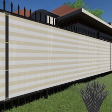 2ft Privacy Screen Fence Heavy Duty Beigestripe Shade Net Cover Wall Garden Yard