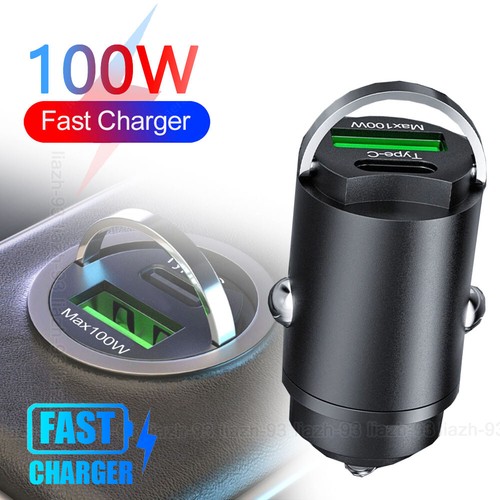 100W USB Phone Charger Type C QC3.0 Black Fast Charging Car Interior Accessories - Photo 2 sur 15