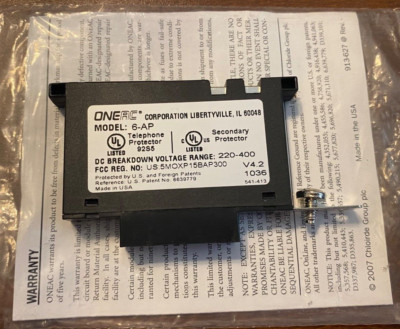 ONEAC 6-AP DC COMMUNICATION LINE PROTECTOR 6 SERIES - New  Open Packaging