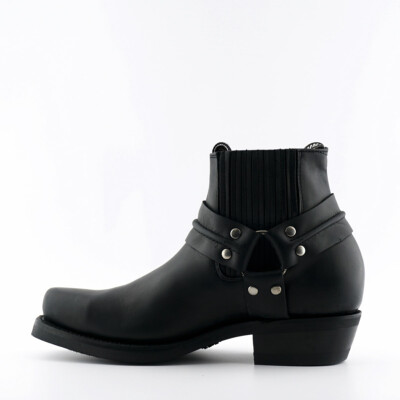 Grinders Renegade Lo Black Unisex Leather Boot Cowboy Western Biker Ankle  Boots UK