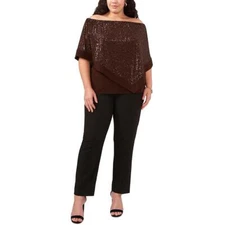 MSK Womens Cape Sequined Off-The-Shoulder Blouse Top Plus BHFO 7551