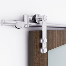 5FT Heavy Duty Stainless Steel Sliding Barn Door Hardware Kit - Easy Install