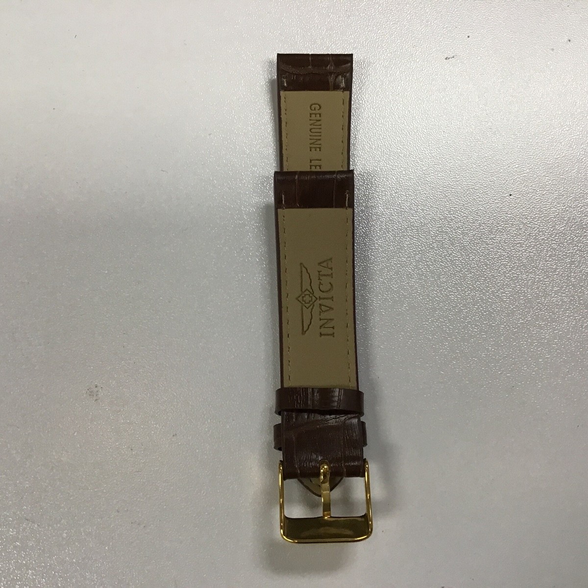 Invicta Watch Replacement Band Brown Leather 16mm Lug Gold Tone Steel Clasp Invicta Leather Brown Wristwatch Bands for sale | eBay main image 3