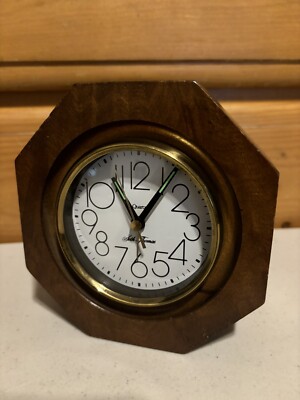 Quartz Seth Thomas Mantel Clock Octagon Dark Wood Battery