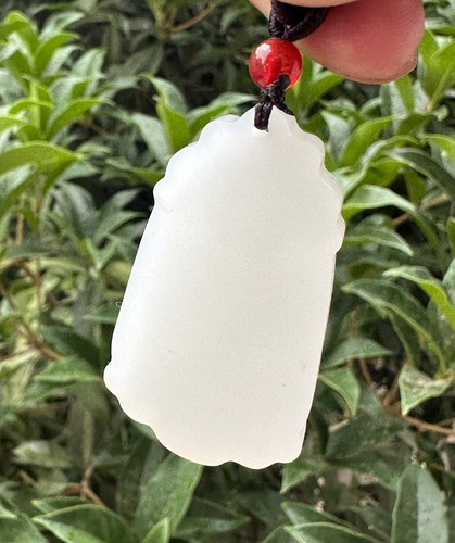 Grado A Natural HeTian Oveja Grasa Blanco Jade Jadeíta Tallado a Mano Colgante GuanYin - Imagen 9 de 9