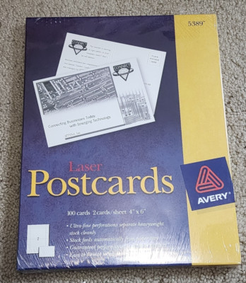 Avery 5389 White Heavyweight Laser Postcards  4 x 6'' 100 Pack Volume Discounts